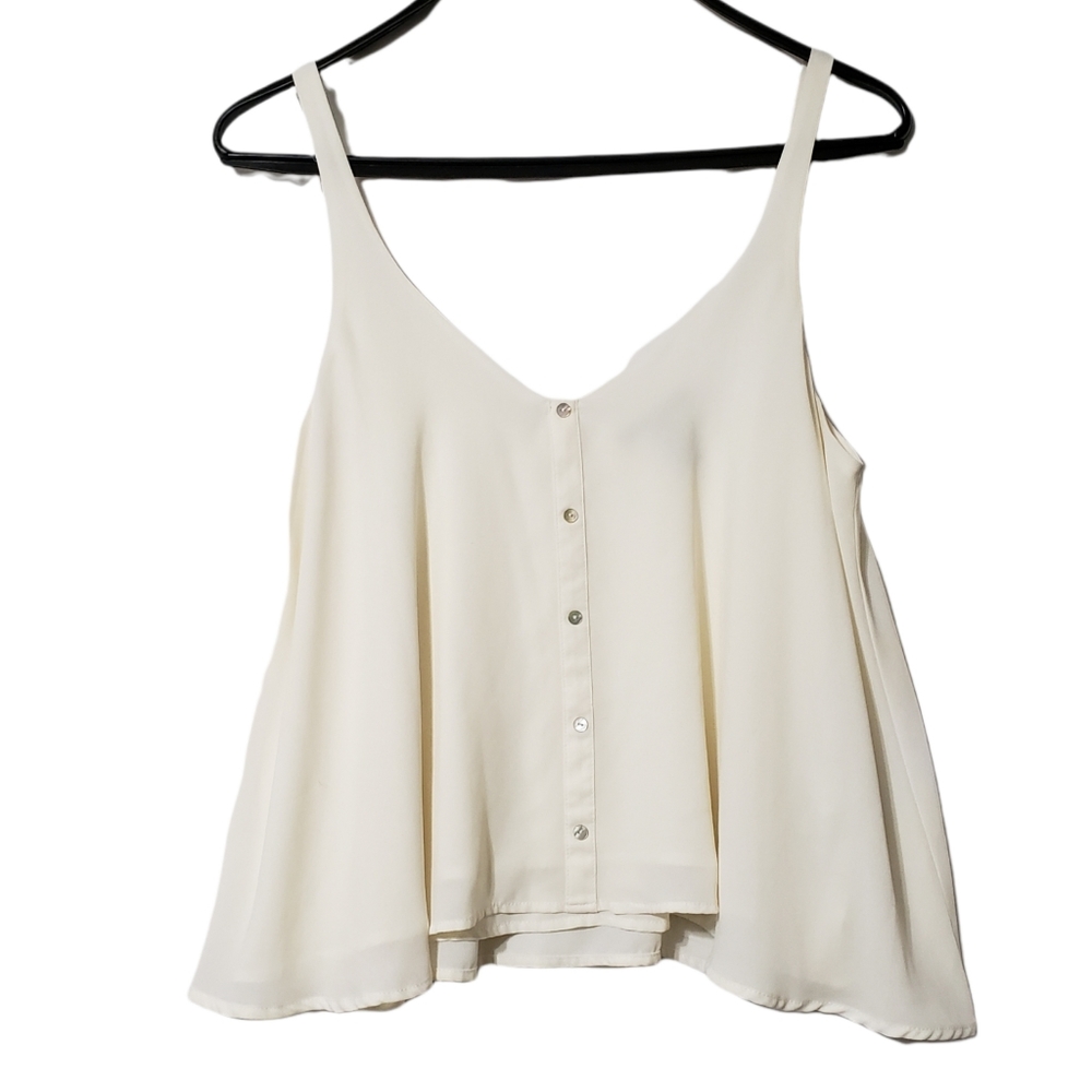 Forever 21 Semi Sheer Ivory Button Tank Top